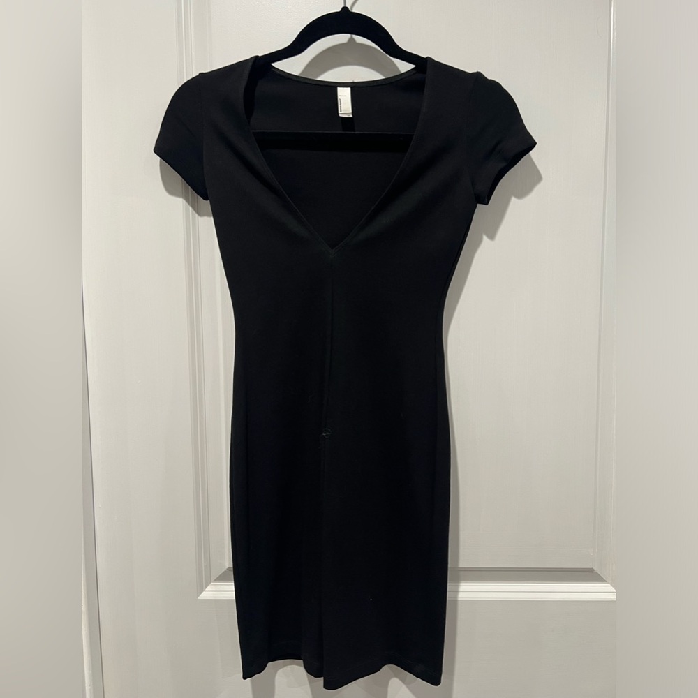 Black Body Dress with Deep  V Neckline